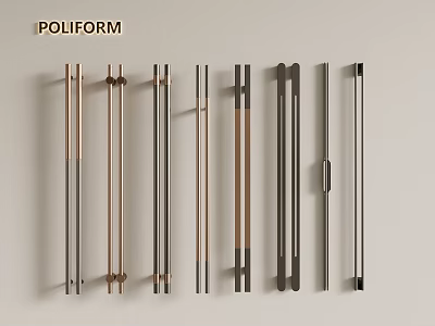 POLIFORM Various Modern Metal Cabinet Handles Displayed On Light Background 3d model