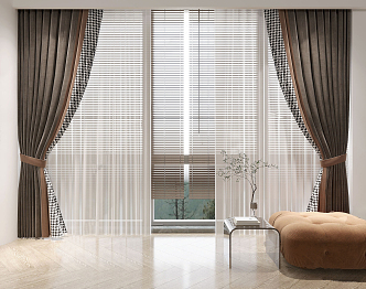 Modern Curtain Fabric Curtain 3d model