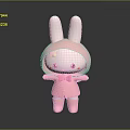 Cute Pink Rabbit Animated Game Character With White Hood Yellow Hair Red Eyes And Bow