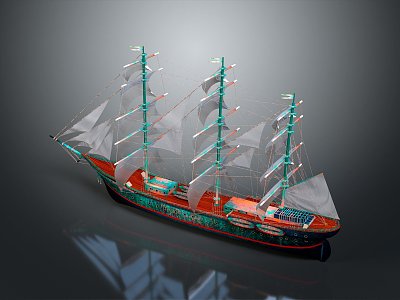 Modern Sailing Cartoon Sailing Small Sailing 3d model