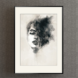 Modern Figure Painting Simple Black and White Commercial Space Figure Woman Decorative Painting 3d model