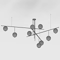 Modern Chandelier Design With Black Gold Metal Frame And Spherical Lampshades