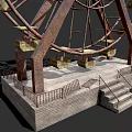 Ferris Wheel Amusement Equipment With Metal Structure Cabins And Concrete Base Steps