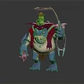 Fantasy Character And Blue Creature Design With Green Vines And Weapon