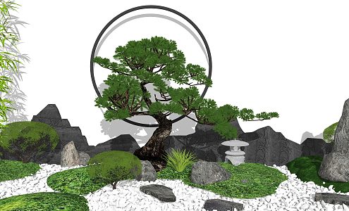 New Chinese style landscape sketch landscape sketch courtyard landscape rockery stone 3d model