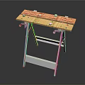 Portable Folding Table With Wooden Top And Metal Frame For Home Use
