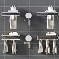 Modern Towel Rack Bathroom Partition Storage Towel Mirror Round Mirror Storage Rack Hardware 3d model