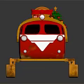 Festive Red Christmas Sleigh Decoration With Golden Bell Tree And Gifts