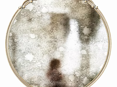 Vintage Oval Mirror With Gold Decorative Frame And Distressed Texture 3d model