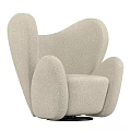 Beige Modern Single Sofa With Curved Back And Black Round Base 3d model