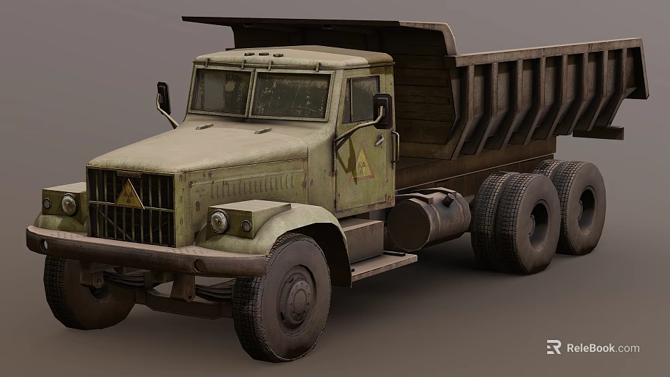 Vintage Green Functional Dump Truck With Large Tires And Open Cargo Bed 3d model 