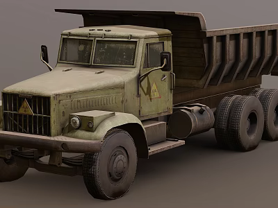 Vintage Green Functional Dump Truck With Large Tires And Open Cargo Bed 3d model