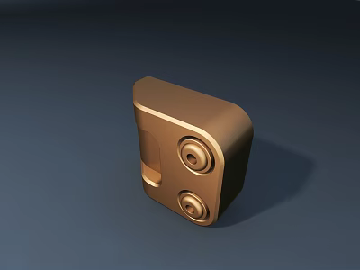 Public Facility Metal Component With Golden Surface And Circular Installation Holes 3d model