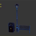 Urban Street Furniture Setup With Street Lamp Trash Can And Bench