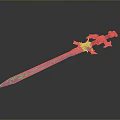 Ornate Glowing Sword With Blue Blade And Golden Decorative Hilt Design