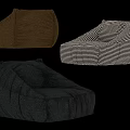 Comfortable Bean Bag Chair In Brown Black White Stripe And Navy Blue Soft Fabric