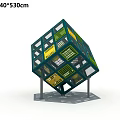 Interactive Green Cube Playground Equipment With Grid Design And Colorful Climbing Panels For Kids