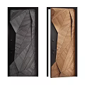 Modern Swing Doors With Geometric Wood Grain Design Black Frame And Transparent Glass