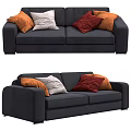 Dark Gray Sectional Sofa With Orange White And Red Decorative Pillows 3d model