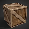 Wooden Cube Crate With Cross Wooden Straps And Natural Wood Grain Texture
