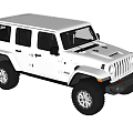 White Jeep SUV With Off Road Design Large Tires And Front Grille