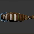 Enchanted Wooden Staff Weapon with Forked Top Green Glowing Gem and White Bindings
