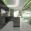 Modern Lemon Tea Shop Interior With Handmade Lemon Tea Green Decor Seating Area And Counter