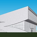 Modern Sales Office Building Featuring Geometric Glass Facade And Landscaped Water Gardens