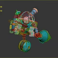 Colorful Commercial Equipment With 3D Mechanical Components Blue Red Gold Accents And Advanced Rotary Parts
