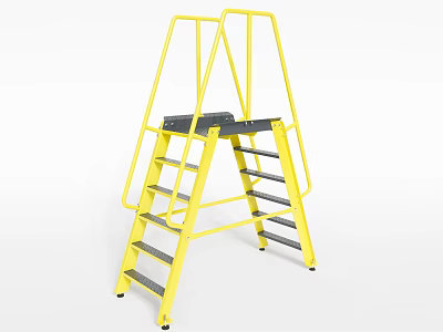 Yellow Double Sided Step Ladder With Sturdy Steps And Handrails For Household Use 3d model