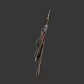Traditional Weapon Spear And Shield With Wooden Handle Red Accents And Metal Design