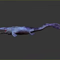 Blue Aquatic Reptile Model With Open Mouth Red Interior And Textured Skin