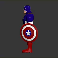 Cartoon Captain America Character In Blue Uniform With Star Emblem And Shield
