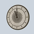 Modern Round Dial Clock With Sunflower Pattern Black Hands Light Gray Face Design 3d model