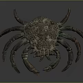 Textured Bronze Crab Sculpture With Green Patina And Curved Claws As Decorative Piece