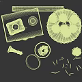 Modern Minimalist Decorative Ornament Set With Wall Clock Dried Pampas Grass And Glass Vase
