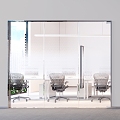 Office white color gradient glass partition 3d model