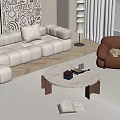 Cream wind sofa coffee table combination 3d model