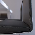 Modern Office Desk with White Tabletop Black Chairs and Metal Legs