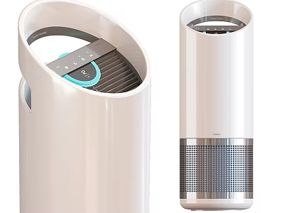 Modern White Air Purifiers With Control Panel And Grille Design 3d model