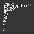 Intricate White Floral Vine Corner Carving Design With Reflection On Dark Gradient Background 3d model