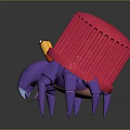 Purple Crab Wearing Red Knitted Hat With Yellow And Red Eyes On Orange Platform