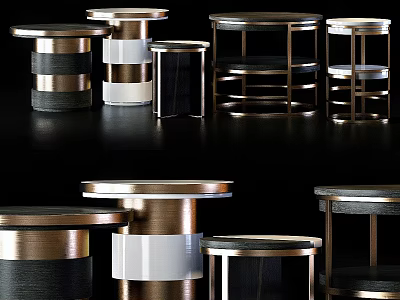 Modern Luxury Round Dining Tables With Metal Frames And Marble Tops 3d model