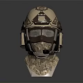 Durable Tactical Military Helmet With Face Shield Earmuffs And Camouflage Pattern