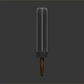 Silver Metallic Sword With Brown Hilt Vertically Placed On Gray Background