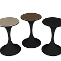 Modern Three Side Tables With Black Curved Bases And Various Tabletop Materials 3d model
