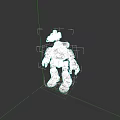 Red Mechanical Robot Game Movie Character With Heavy Armor And Weapon