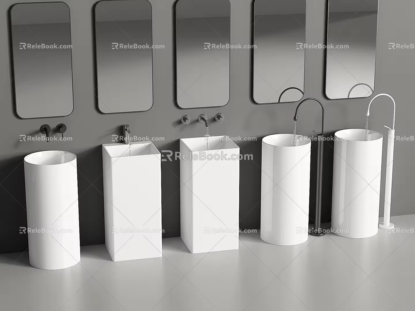 Modern Column Basin Wash Basin Floor Basin Faucet Wash Basin Vertical Basin Wash Basin 3d model