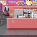 Stylish Modern Restaurant Interior With Neon Sign Red Counter Menu Posters And Red Chairs