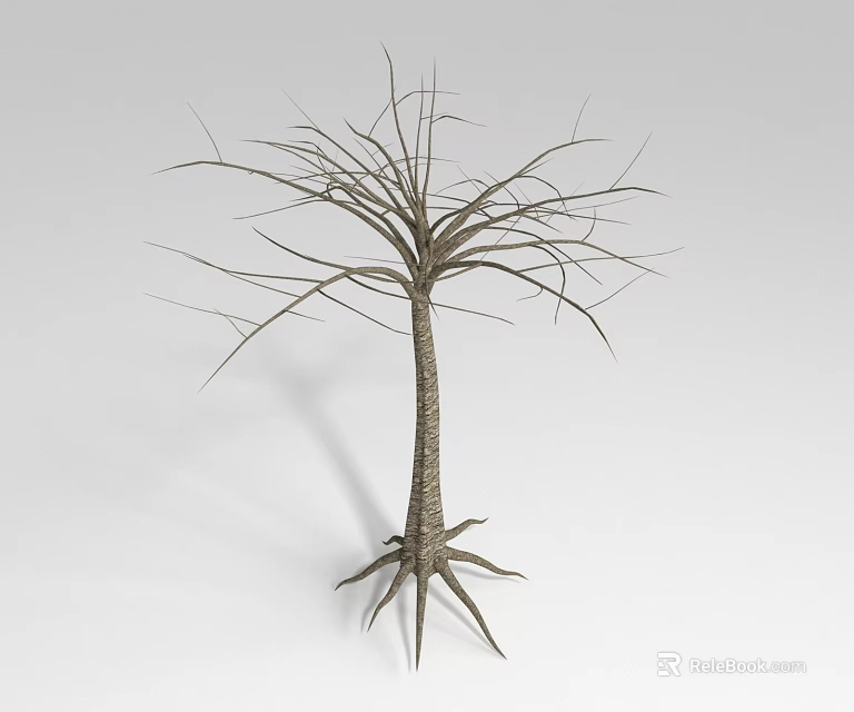Bare Tree With Long Branches Thick Trunk And Exposed Roots 3d model 